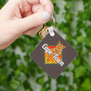 Cape Town South Africa Retro Leopard Vintage Keychain