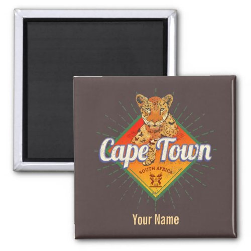 Cape Town South Africa Retro Leopard Vintage Magnet