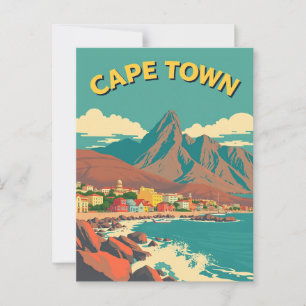 Cape Town, South Africa Retro Vintage Travel Postcard