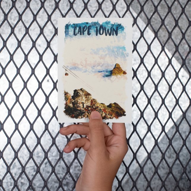 Cape Town South Africa Table Mountain Watercolor Postcard (cape town south africa watercolor postcard)