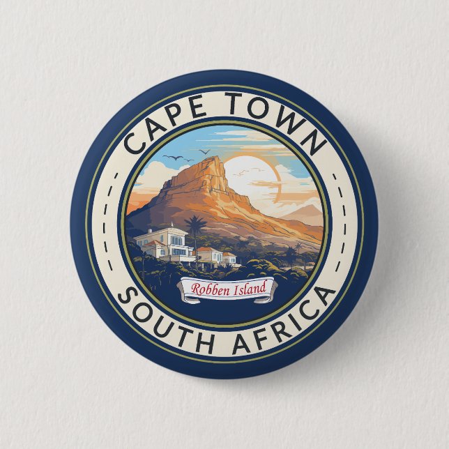 Cape Town South Africa Travel Art Badge Button (Front)
