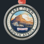 Cape Town South Africa Travel Art Badge Metal Ornament<br><div class="desc">Cape Town retro vector travel design. Cape Town is a port city on South Africa’s southwest coast,  on a peninsula beneath the imposing Table Mountain.</div>