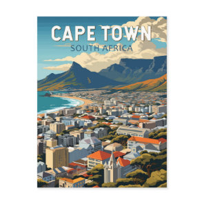 Cape Town South Africa Travel Art Vintage Postcard