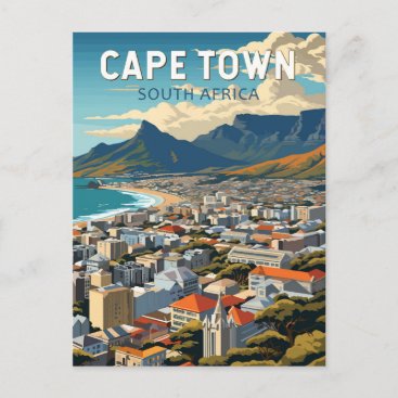 Cape Town South Africa Travel Art Vintage Postcard