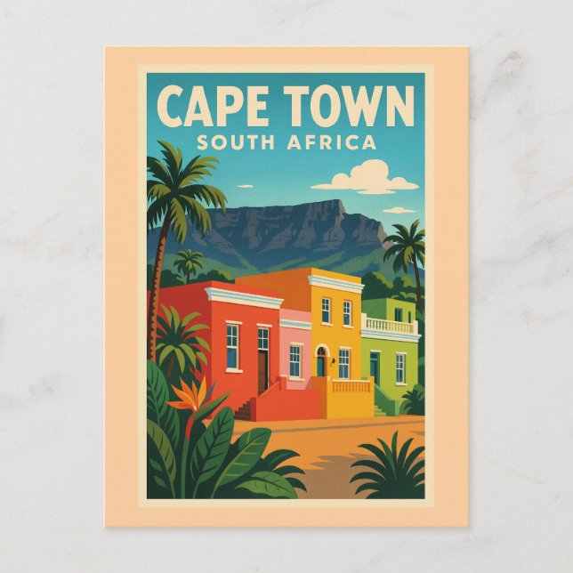 Cape Town, South Africa travel poster, Holiday Postcard (Front)