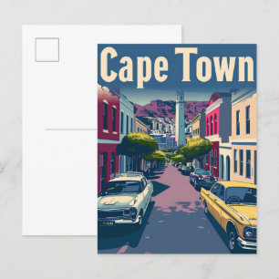 Cape Town South Africa Vintage Travel Illustration Postcard