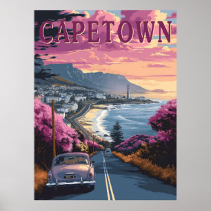 Cape Town, South Africa Vintage Travel Poster