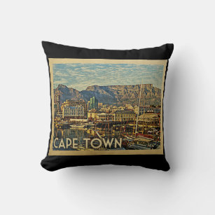 Cape Town South Africa Vintage Travel Throw Pillow