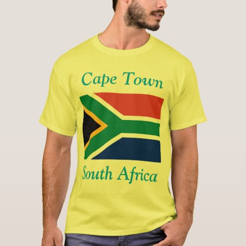 Cape Town South Africa with South African Flag T_Shirt