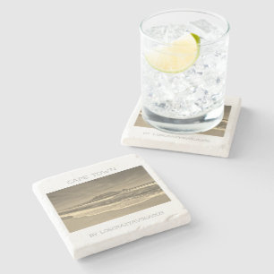 Cape Town Table Mountain Beach Ocean Sepia Stone Coaster
