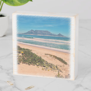 Cape Town Table Mountain Beach Ocean ZA Wooden Box Sign