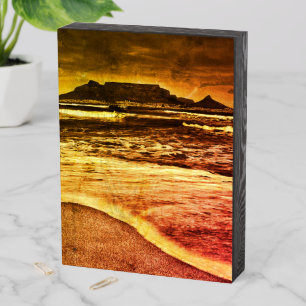 Cape Town Table Mountain Beach Ocean ZA Wooden Box Sign