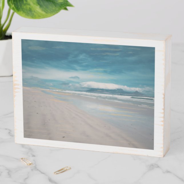 Cape Town Table Mountain Beach Ocean ZA Wooden Box Sign (In Situ Horizontal)