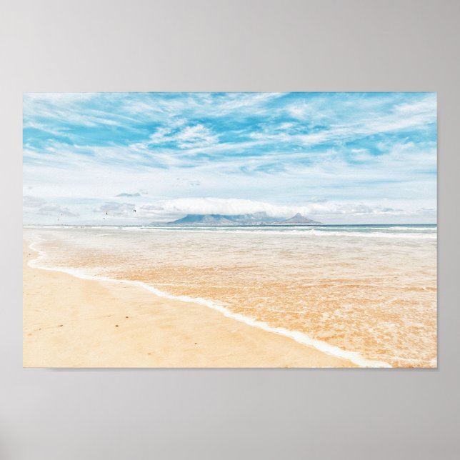 Cape Town Table Mountain Beach Pastel Poster (Front)