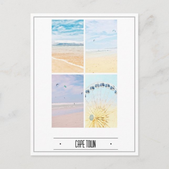 Cape Town Table Mountain Collage Pastel Postcard (Front)