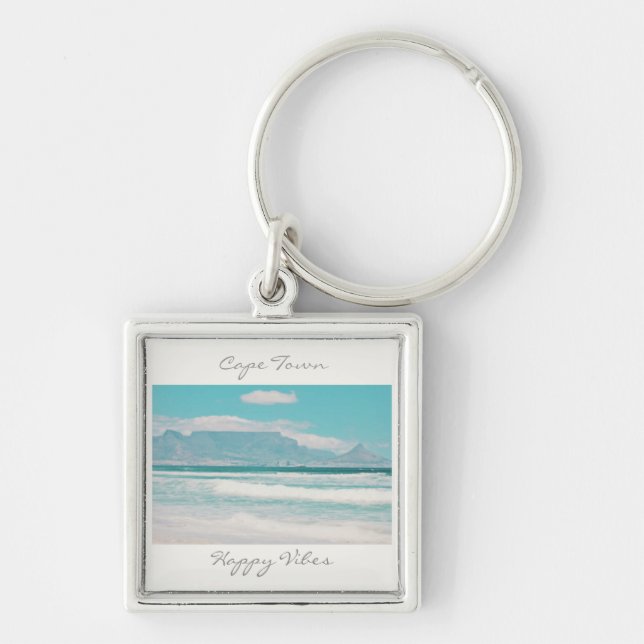 Cape Town Table Mountain Happy Vibes Keychain (Front)
