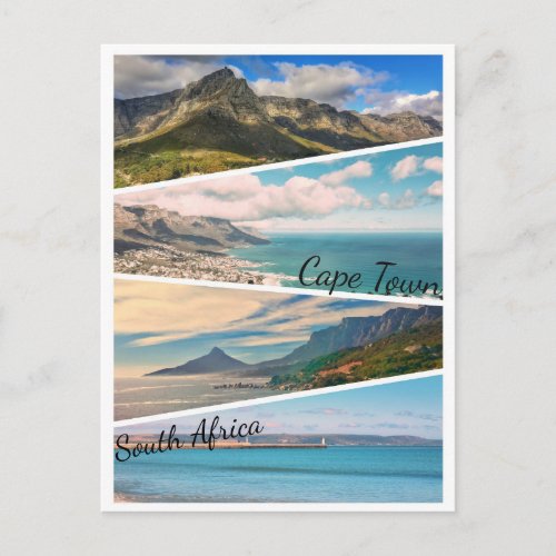 Cape Town Table Mountain Ocean Collage Postcard