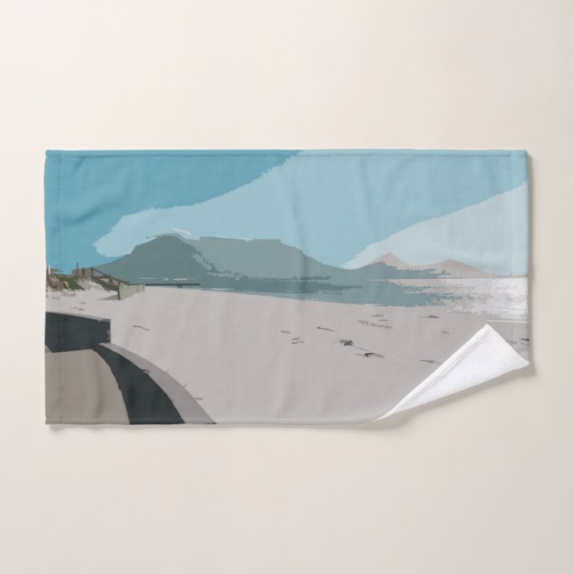 Cape Town Table Mountain Ocean Sketch Bath Towel Set (Hand Towel)
