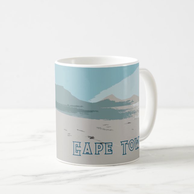 Cape Town Table Mountain Ocean Sketch Coffee Mug (Front Right)