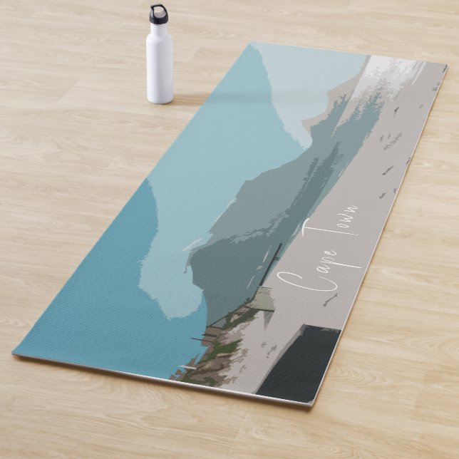 Cape Town Table Mountain Ocean Sketch Yoga Mat (In Situ)