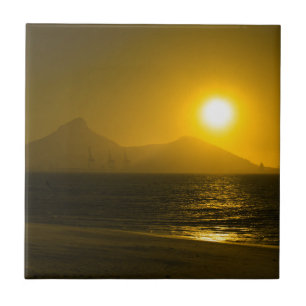 Cape Town Table Mountain Ocean Sunset Ceramic Tile