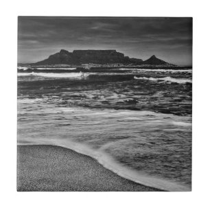 Cape Town Table Mountain Ocean Waves Beach Ceramic Tile