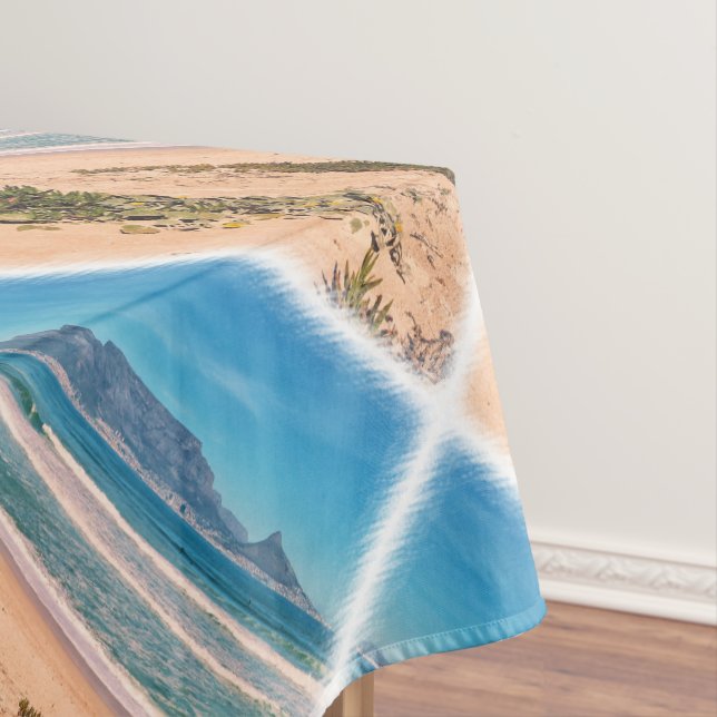 Cape Town Table Mountain Ocean Waves Beach Tablecloth (In Situ)