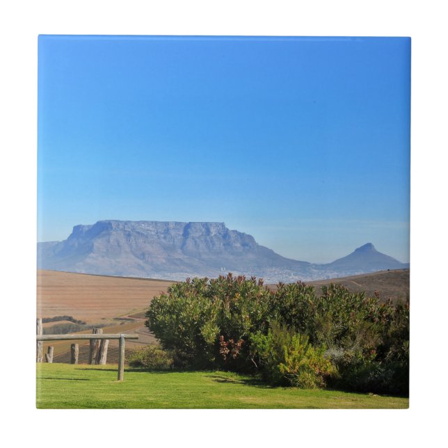 Cape Town Table Mountain View Grass Ceramic Tile (Front)