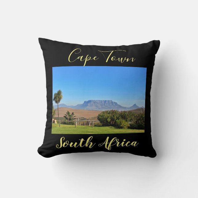 Cape Town Table Mountain View Grass Throw Pillow (Front)