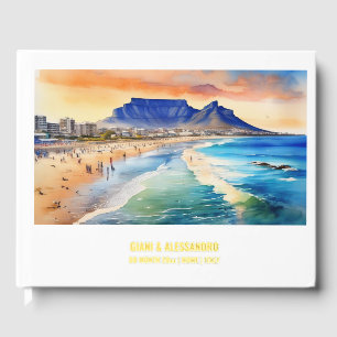 Cape Town Table Mountain watercolor travel wedding Foil Guest Book