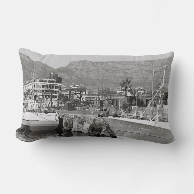 Cape Town Waterfront Harbor Throw Pillow (Front)