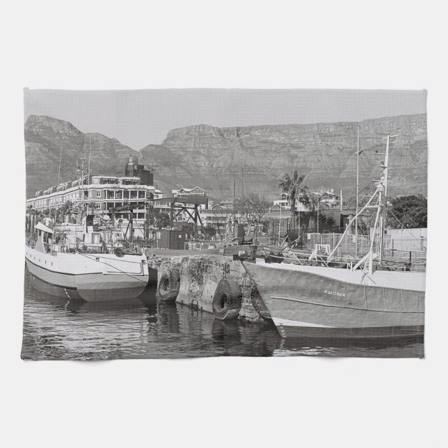 Cape Town Waterfront Table Mountain South Africa Kitchen Towel (Horizontal)
