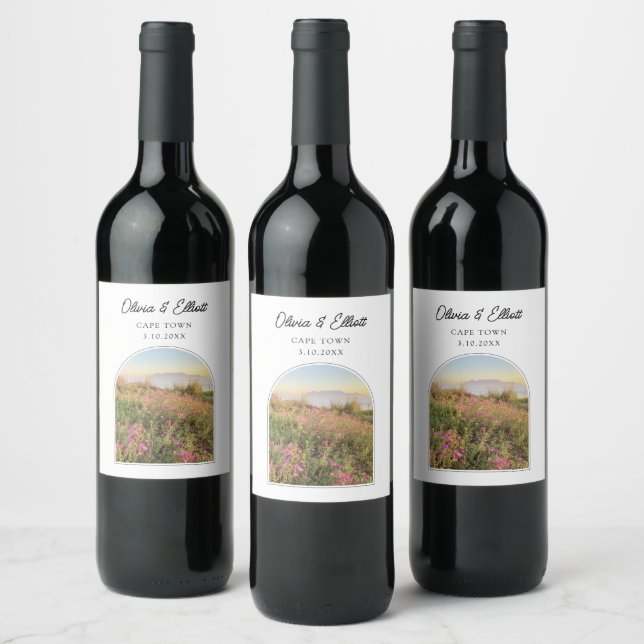 Cape Town Wedding Favor Personalized Wine Label (Bottles)