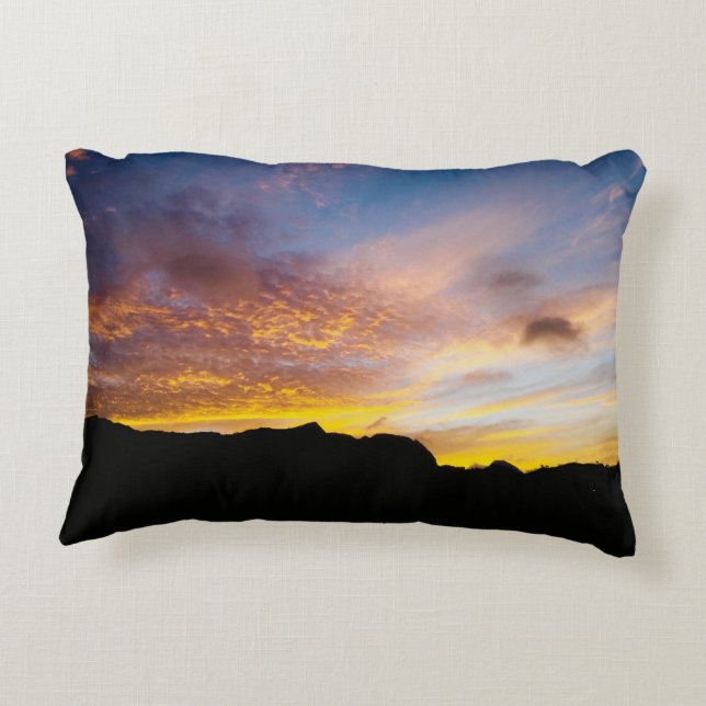 Cape Verde Fiery Sunset Blazing Sky Accent Pillow (Back)