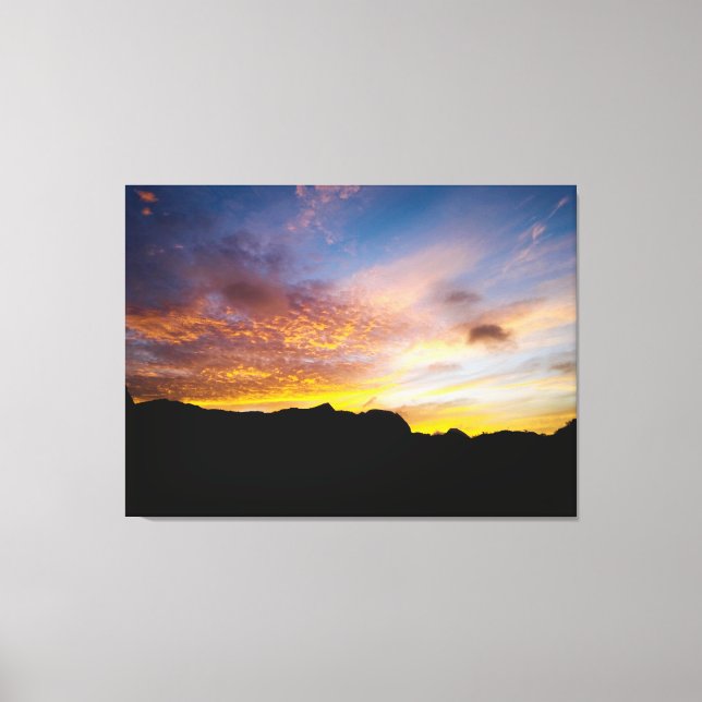 Cape Verde Fiery Sunset Mountain Photography Canvas Print (Front)