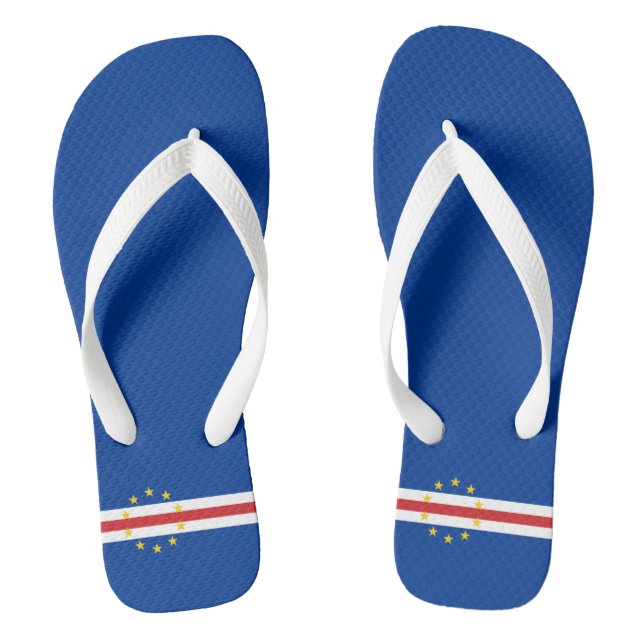 Cape Verde flag Adult Flip Flops Wide Straps (Footbed)