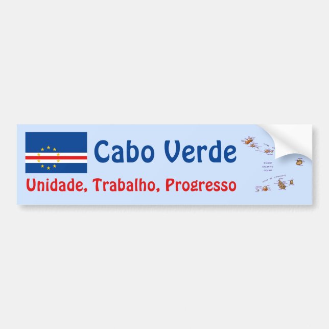 Cape Verde Flag and Map Bumper Sticker (Front)