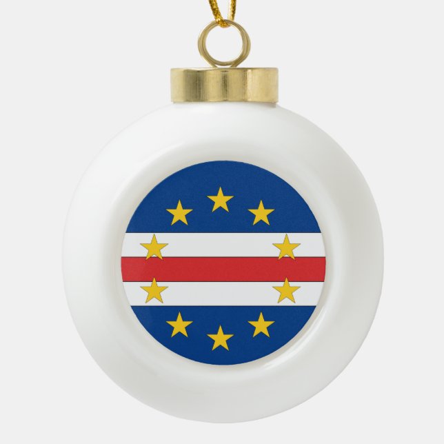 Cape Verde Flag Ceramic Ball Christmas Ornament (Front)