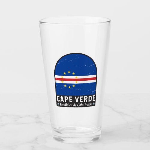 Cape Verde Flag Emblem Distressed Vintage Glass