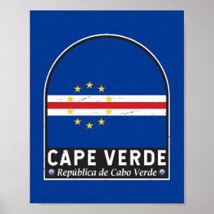 Cape Verde Flag Emblem Distressed Vintage Poster