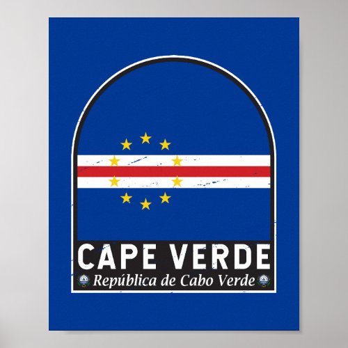 Cape Verde Flag Emblem Distressed Vintage Poster