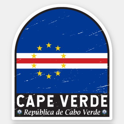 Cape Verde Flag Emblem Distressed Vintage Sticker
