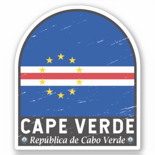 Cape Verde Flag Emblem Distressed Vintage Sticker