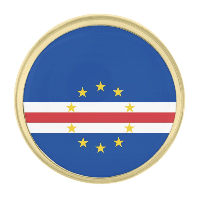 Cape Verde Flag Gold Finish Lapel Pin (Front)