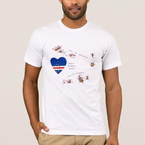 Cape Verde Flag Heart and Map T_Shirt
