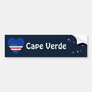Cape Verde Flag Heart + Map Bumper Sticker