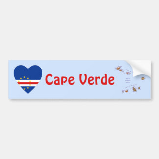 Cape Verde Flag Heart + Map Bumper Sticker