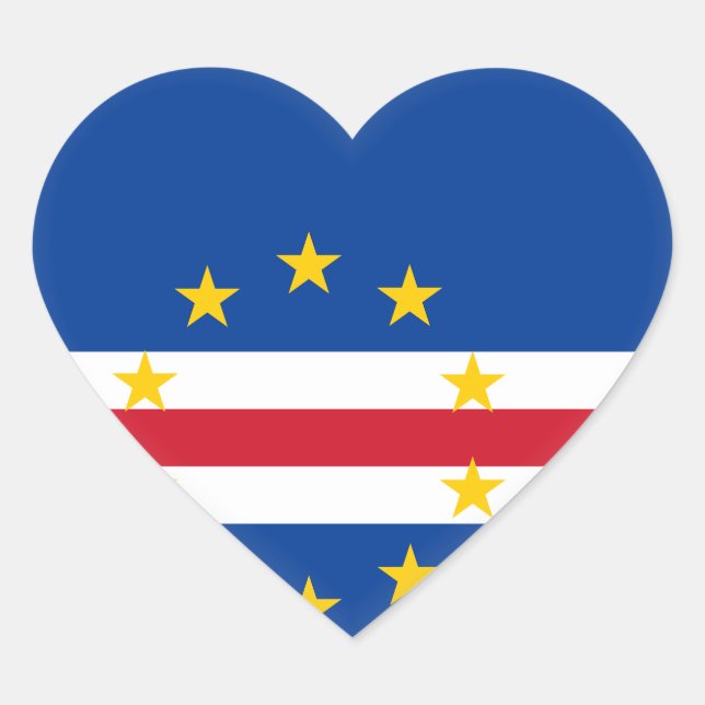 Cape Verde Flag Heart Sticker (Front)