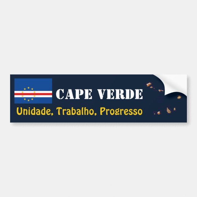 Cape Verde Flag + Map Bumper Sticker (Front)