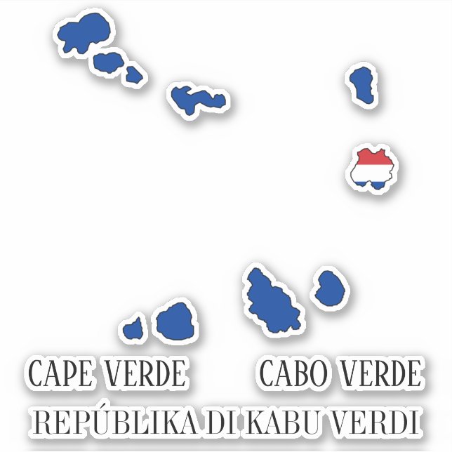 Cape Verde Flag Map Outline Sticker (Front)